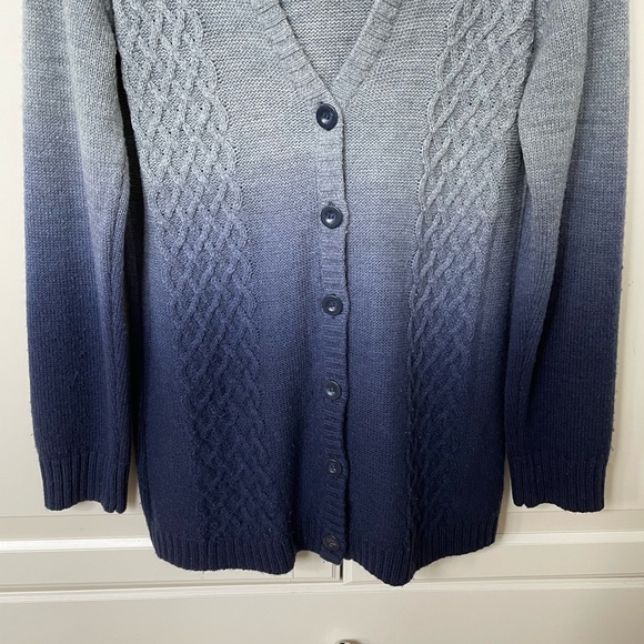 Hooded Ombré Button Closure Cardigan - Picture 3 of 6